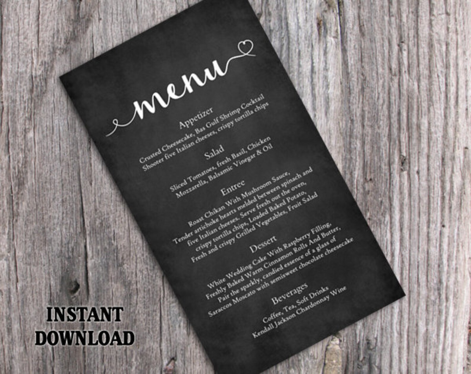 Chalkboard Wedding Menu Template DIY Menu Card Template - Etsy