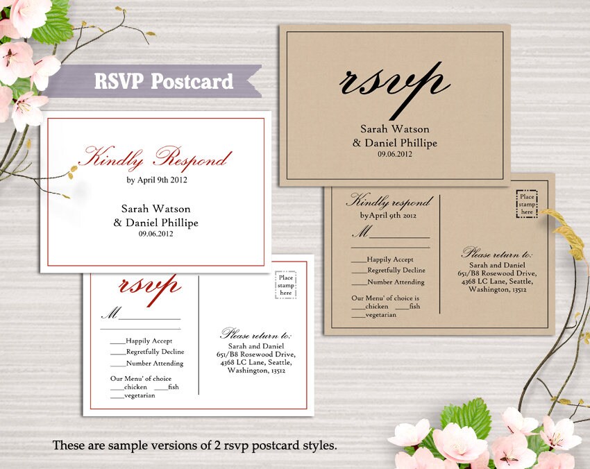 RSVP Postcard Wedding RSVP Postcard Printable Wedding Rsvp Etsy