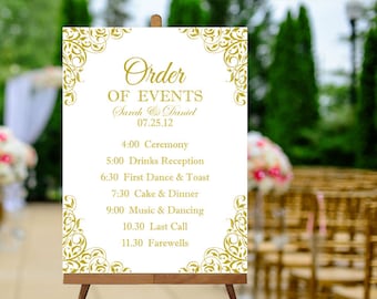 Printable Order of Events Sign Gold Wedding Sign Printable Wedding sign Day Schedule Sign Order of Service Sign Wedding Reception Sign PDF
