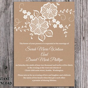 Lace Wedding Invitation Template Download Printable Invitations Boho ...