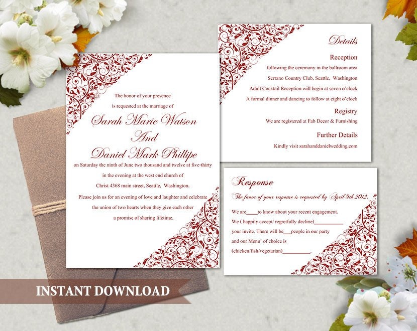 Wedding Invitation Template Download Printable Wedding Invitation ...