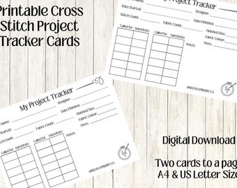Printable Cross Stitch Project Tracker | Digital Download | Stitching Planner | WIP Tracker | Cross Stitch Journal Pages PDF