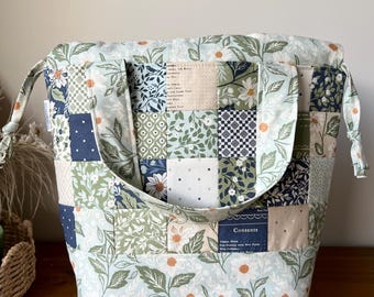 Knitting Project Bag/Crochet project bag/Large Drawstring Bag with handles/True Love/Lella Boutique