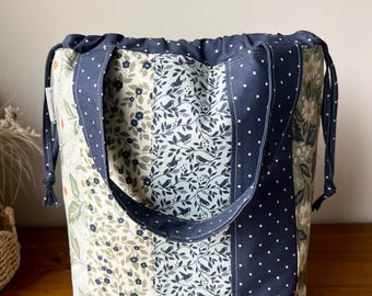 Knitting Project Bag/Crochet project bag/Large Drawstring Bag with handles/True Love/Lella Boutique