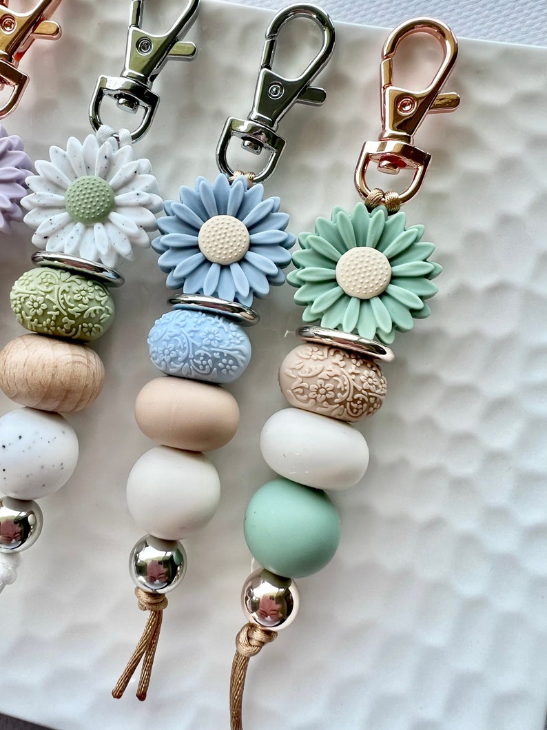 Silicone Bead Keychainbeaded Keychainbeaded Keyringhandbag Etsy