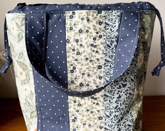 Knitting Project Bag/Crochet project bag/Large Drawstring Bag with handles/True Love/Lella Boutique