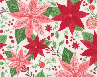 Merrily on High/Sweetfire Road/Christmas fabric/Charm Pack/Moda Fabric/Yardage/Poinsetta Snow