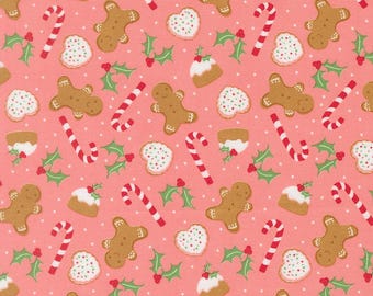 Merrily on High/Sweetfire Road/Christmas fabric/Charm Pack/Moda Fabric/Yardage/Gingerbread Blush