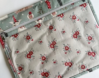 Cross Stitch Project Bag/Embroidery project bag/Vinyl Front Bag/Tilda/Merry Little Christmas