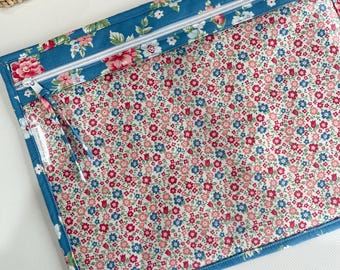 Cross Stitch Project Bag/Embroidery project bag/Vinyl Front Bag/IPad pouch/Kindle Pouch/A Cat Named Stitch/Camille Roskelley