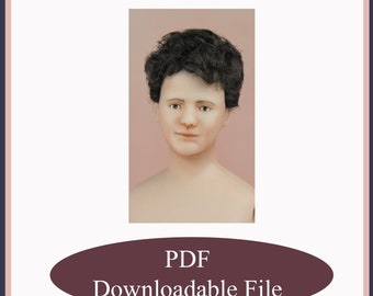 Pruikinstructies voor een miniatuurpop in schaal 1:12 - PDF-download - krullend/golvend korte stijl