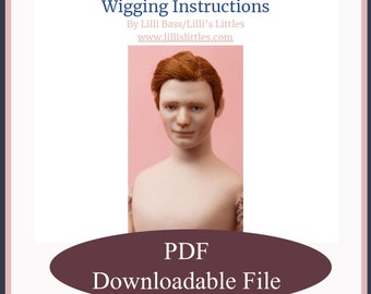 Pruikinstructies voor een miniatuurpop in schaal 1:12 - PDF-download - Rechte manstijl