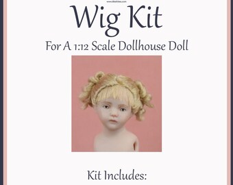 Wig Kit For A Miniature Doll in 1:12 Scale-Child Pigtails