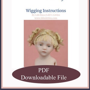 Wigging Instructions For A Miniature Doll in 1:12 Scale-PDF Download-Child Pigtails