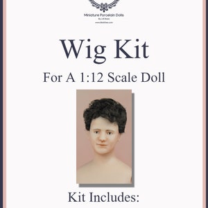 Wig Kit For A Miniature Doll in 1:12 Scale-Curly/Wavy Short Style