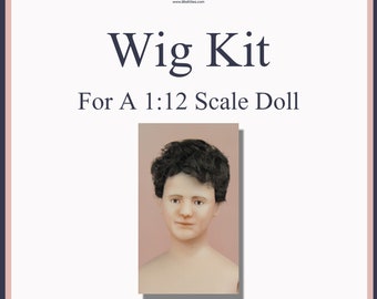 Wig Kit For A Miniature Doll in 1:12 Scale-Curly/Wavy Short Style