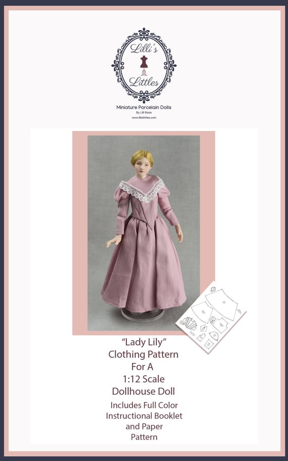 Dollhouse Doll Clothing Pattern in 1:12 Scale-victorian Lady 