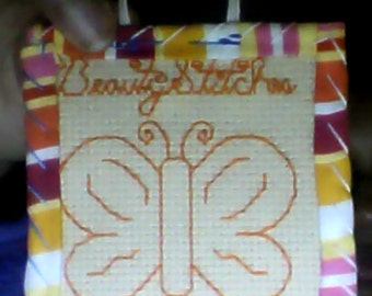 BeautyStitches Coaster Designs: Butterfly (bordered)