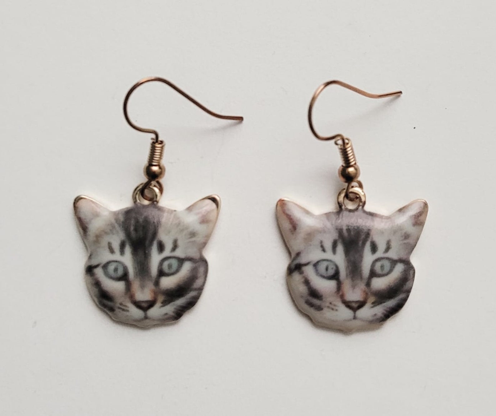 Whimsical Acrylic Cat Face Earrings with Gold Back Etsy