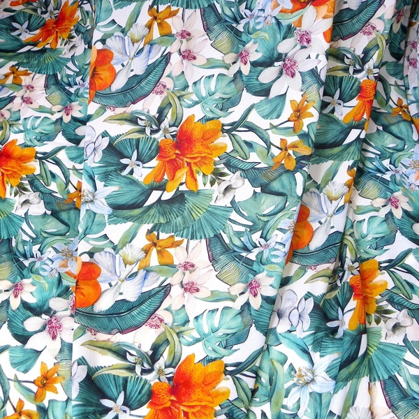 Orange Floral Fabric - Etsy