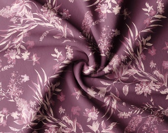 Tissu imprimé à motifs floraux//Crêpe, satin, mousseline//Tissu design//Tissu à motifs floraux fait main