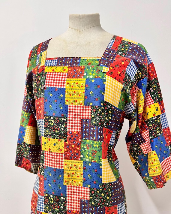 Cool 1960s multicolour rainbow patchwork print co… - image 4