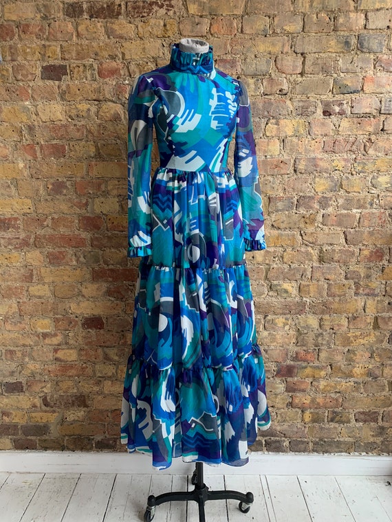 1970's Victor Costa Long Sleeved Gown