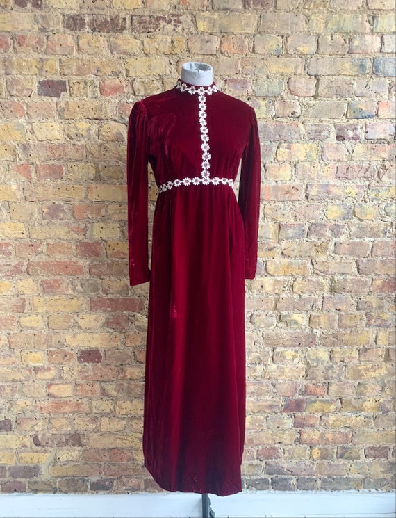 1960's Red Velvet 'Daisy' Dress