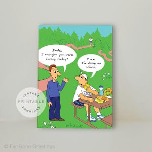 Ultra runner printable bday card, Marathon runner greeting card, Running card for fitness addict, Funny happy birthday card for marathoner