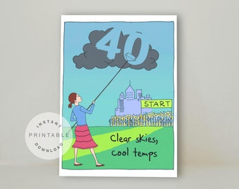 40th birthday card for friend, Running card for  marathon runner, Printable bday card, Greeting cards for athletes, Happy birthday card