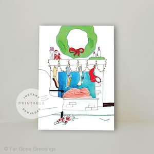 Grappige printbare kerstkaart voor hardloper, hardloopkaart voor fitnessverslaafde, vakantieyoga-wenskaarten, digitale kerstkaart voor sportschoolrat