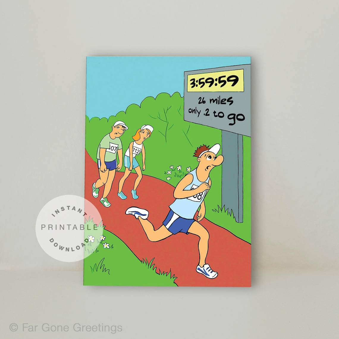 Printable bday card for runner Marathon runner greeting card Etsy España