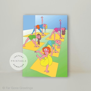 Tarjetas de felicitación de yoga imprimibles, tarjeta de feliz cumpleaños de Pilates para adicto al fitness, tarjeta de felicitación para el mejor amigo, tarjeta divertida para el compañero de entrenamiento yogui