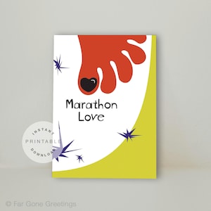 Cartão de aniversário de amor de maratona, cartão de corrida para corredor de maratona, cartão de aniversário com unha preta, cartão de parabéns para impressão, cartão de boa sorte