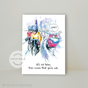 Winter cycling bday card, Funny greeting card for cyclist, Digital happy birthday card for fitness addict, Cycling card for workout buddy