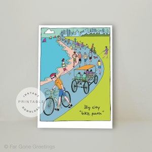 Cycling greeting card for fitness addict, Printable happy birthday card for cyclist, Funny downloadable cyclist card for workout buddy