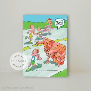 Funny 30th birthday card for runner, Printable running card, Happy birthday card for marathon runner, Greeting cards for ultrarunner