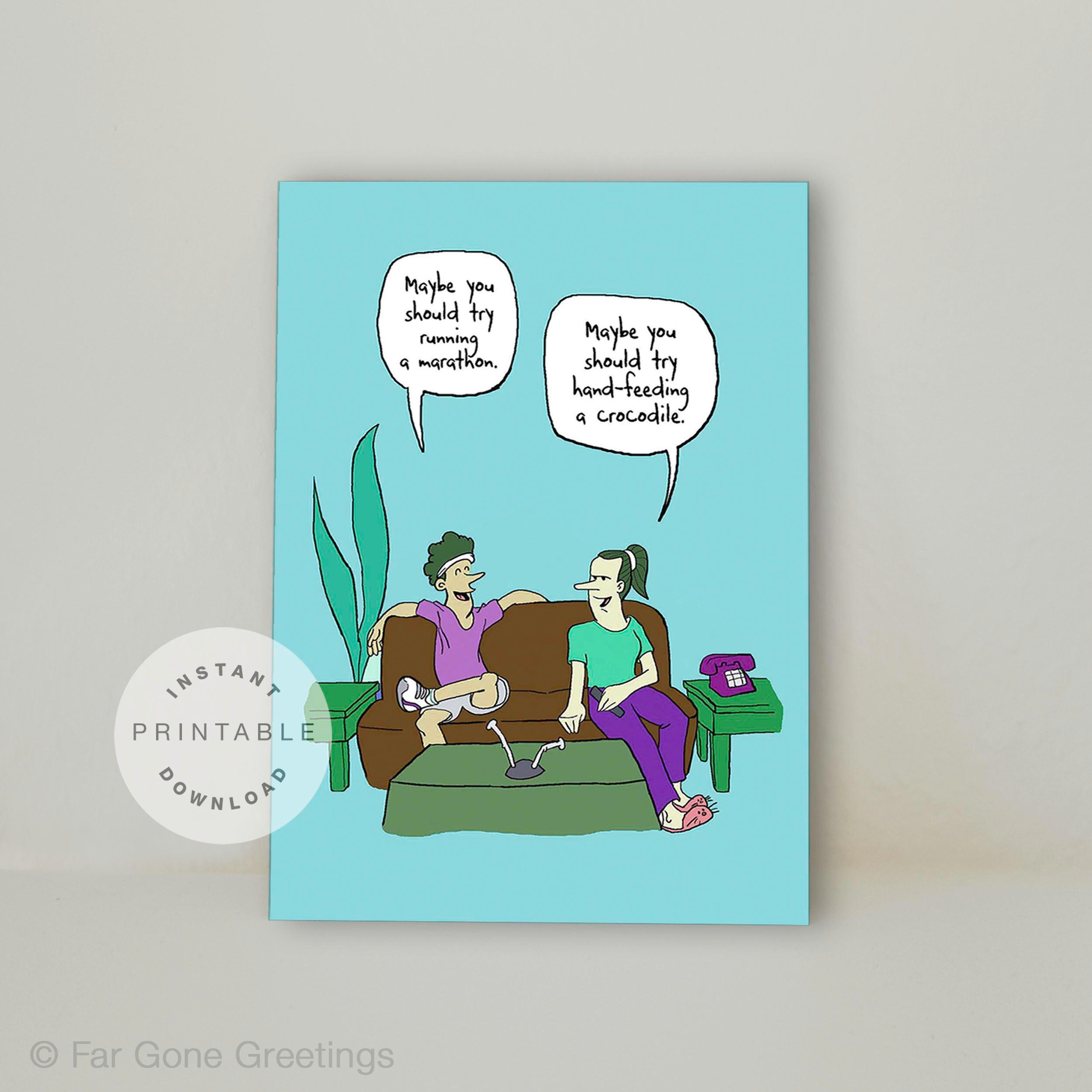 Printable Running Card for Gym Rat, Funny Bday Card for Runner