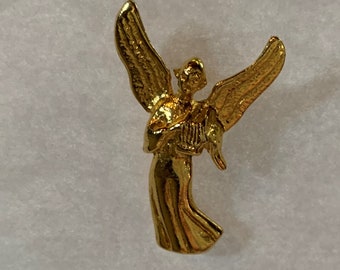 Guardian Angel Push Pin Leather Vest angel Pins Flying Angel Wings Push Pin Gold Brooch Guardian Angel Hat Pin Gold Angel Jewelry Biker Pins