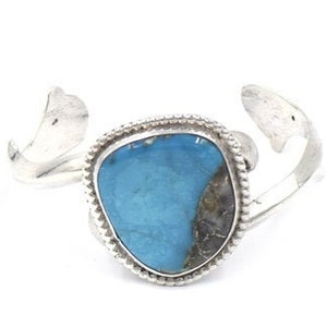 Small Wrist Turquoise Sterling Silver Cuff Bracelet,VINTAGE SOUTHWESTERN Boulder Turquoise Cuff Bracelet 45.1 g Sandcast Bracelet Turquoise