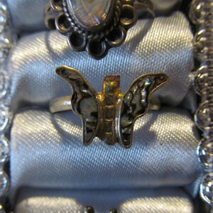 Sterling Silver Butterfly Rings Abalone Shell Size 7.5 Ring Butterfly Jewelry abalone rings Sterling Silver rings sz 7.5 rings sz 7 1/2