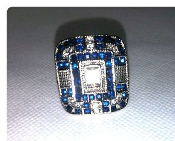 Stunning Art Deco Blue Sapphire Diamonds Edwardia… - image 6