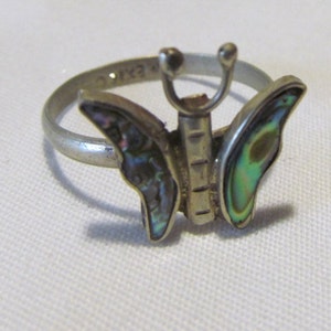 Fly Free Butterfly Ring Abalone Sterling Silver Ring Size 7 Bohemian Jewelry Butterfly Ring sz 7 Butterfly Jewelry Abalone Rings Butterflies