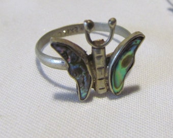 Fly Free Butterfly Ring Abalone Sterling Silver Ring Size 7 Bohemian Jewelry Butterfly Ring sz 7 Butterfly Jewelry Abalone Rings Butterflies