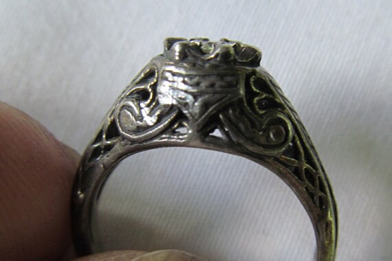 Antique Wedding Ring Art Deco Diamond Ring Filigr… - image 2