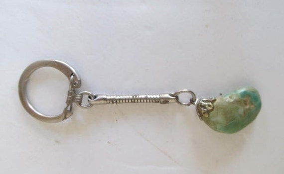 Southwestern Green Turquoise Nugget Key Ring Turq… - image 1