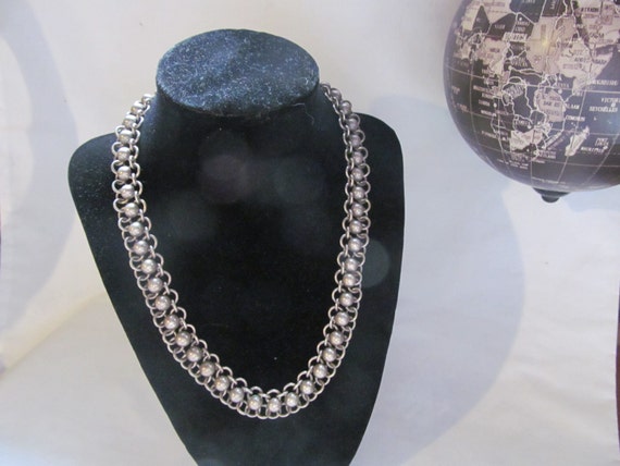 SOLID Sterling Silver Necklace 925 Designer Signed Quality Sterling Silver Jewelry Chainmail Chainmaille Heavy Sterling Silver Necklace View 3