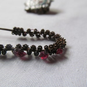Pince Nez Raw Ruby Jewelry Antique Victorian Wire Wrapped Hair Jewelry Victorian Hair pin Edwardian Hairstyle Antique Ruby Hair Jewelry