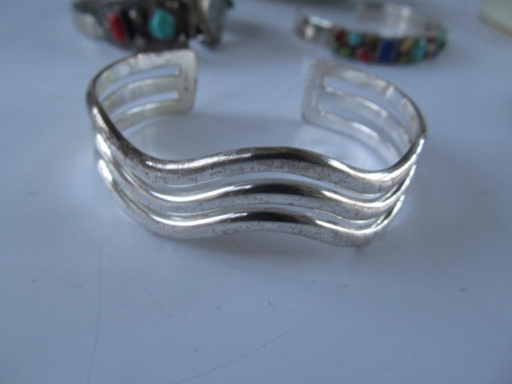 Wave Sterling Silver Cuff Bracelet Modernist Ster… - image 3