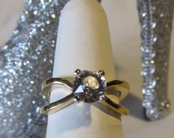 Size 6 CZ Diamond Gold Ring 18K Gold Ring Promise Ring April Birthstone Ring Diamond CZ Ring Vegan Diamond ring sz 6 Solitaire Gold Ring